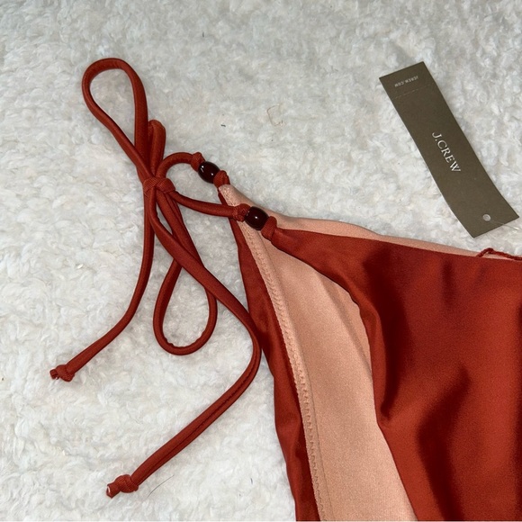 J. Crew Cheeky String Bikini Bottom Rust Orange With Beads Size Medium NWT - Picture 4 of 6